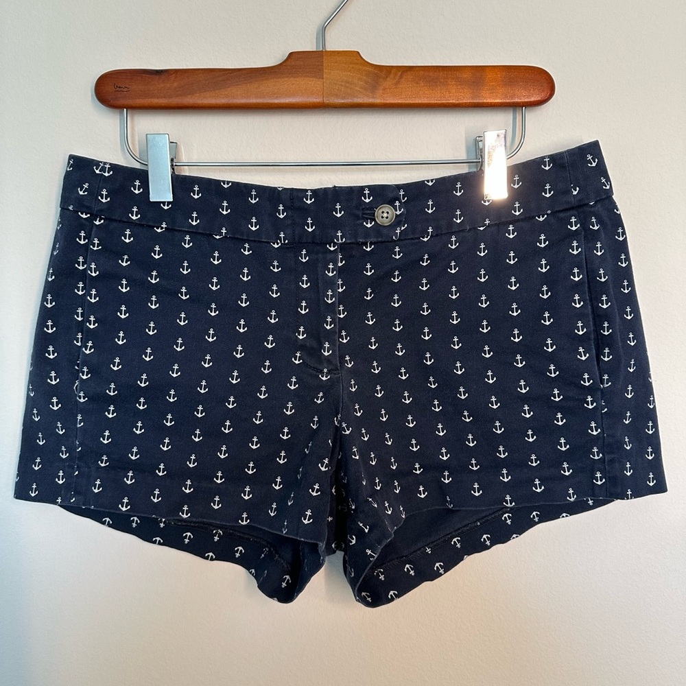 J Crew women’s city fit nautical print navy blue shorts size 6